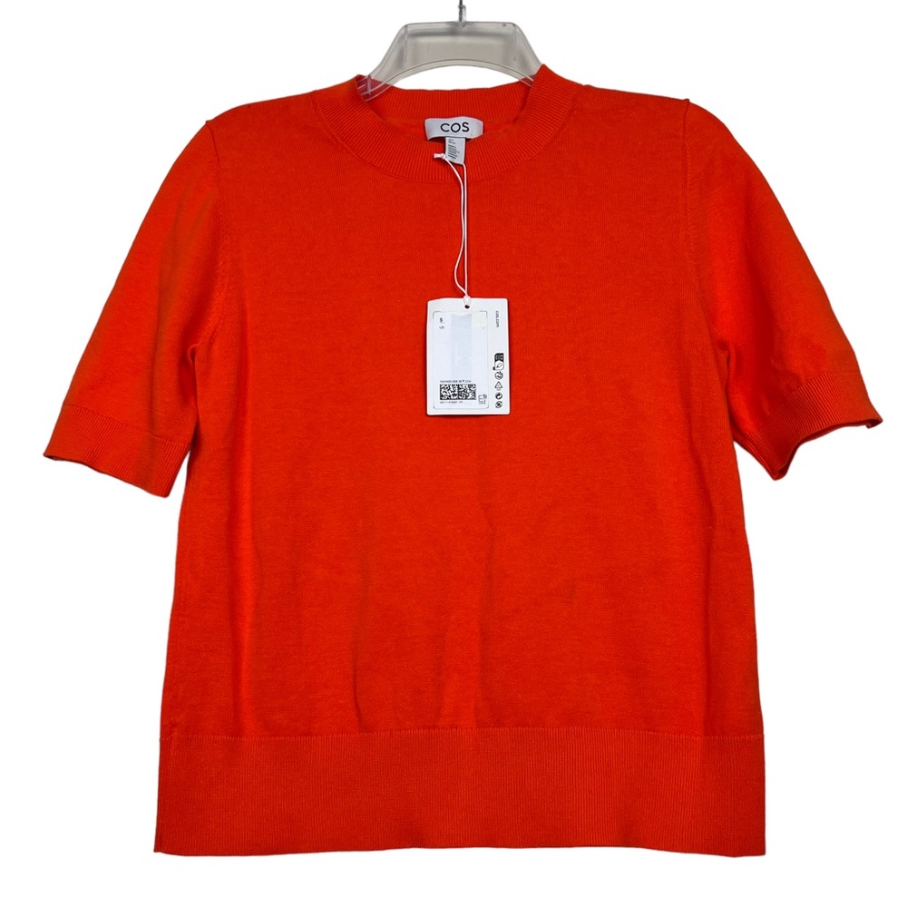 COS Orange Crewneck Short Sleeve Knit Top
